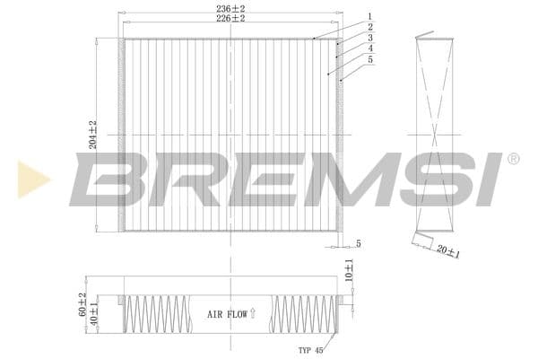 Filtrs, Salona telpas gaiss BREMSI FC1333 1