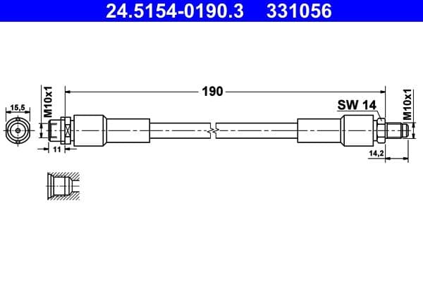 Bremžu šļūtene ATE 24.5154-0190.3 1