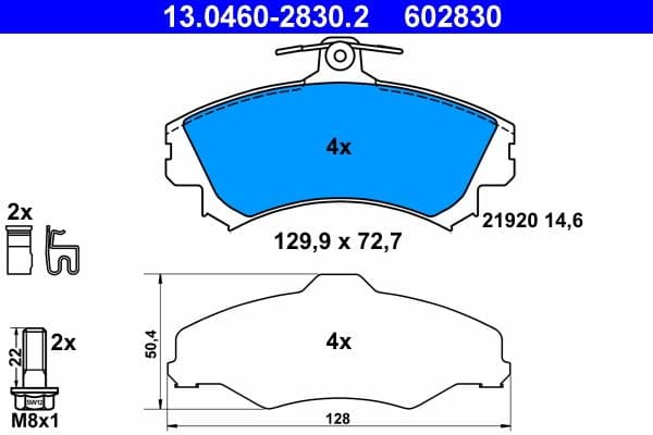 Bremžu uzliku kompl., Disku bremzes ATE 13.0460-2830.2 1