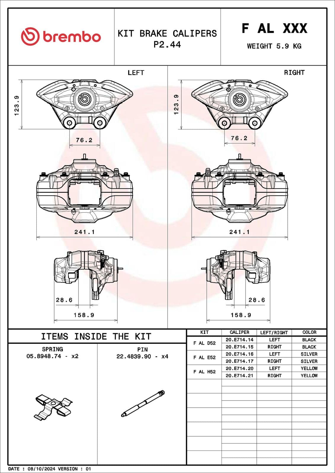 Bremžu suports BREMBO F AL D52 1