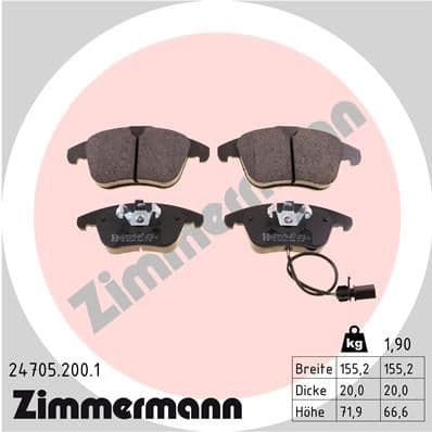 Bremžu uzliku kompl., Disku bremzes ZIMMERMANN 24705.200.1 1