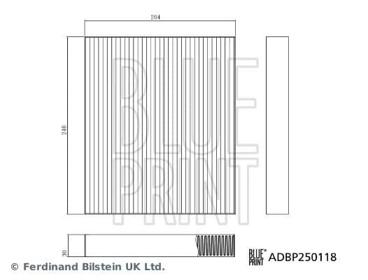 Filtrs, Salona telpas gaiss BLUE PRINT ADBP250118 1