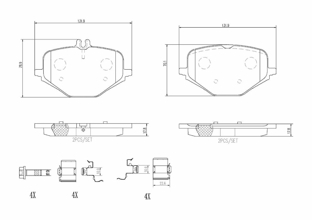 Bremžu uzliku kompl., Disku bremzes BREMBO P 50 167 1