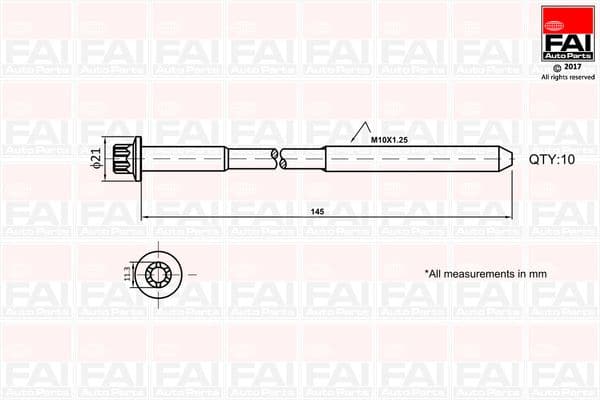 Cilindru galvas skrūvju komplekts FAI AutoParts B1140 1