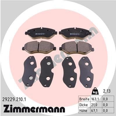 Bremžu uzliku kompl., Disku bremzes ZIMMERMANN 29229.210.1 1