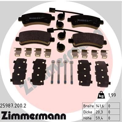 Bremžu uzliku kompl., Disku bremzes ZIMMERMANN 25987.200.2 1