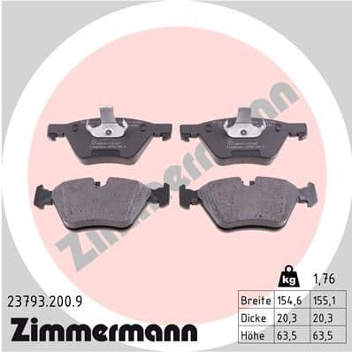 Bremžu uzliku kompl., Disku bremzes ZIMMERMANN 23793.200.9 1
