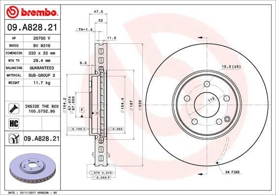 Bremžu diski BREMBO 09.A828.21 1