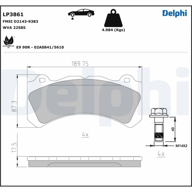 Bremžu uzliku kompl., Disku bremzes DELPHI LP3861 1