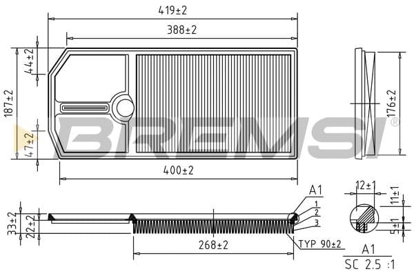 Gaisa filtrs BREMSI FA1668 1