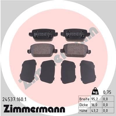 Bremžu uzliku kompl., Disku bremzes ZIMMERMANN 24537.160.1 1