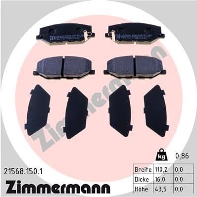 Bremžu uzliku kompl., Disku bremzes ZIMMERMANN 21568.150.1 1