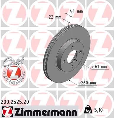 Bremžu diski ZIMMERMANN 200.2525.20 1