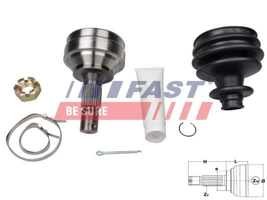 Šarnīru komplekts, Piedziņas vārpsta FAST FT25089K 1