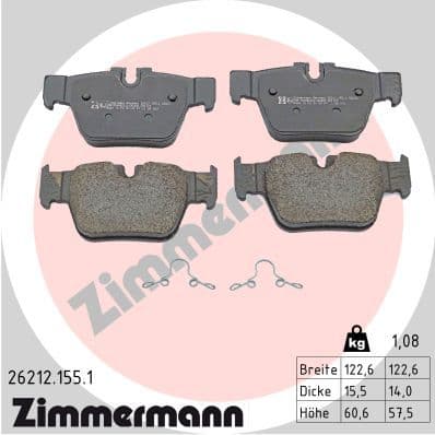 Bremžu uzliku kompl., Disku bremzes ZIMMERMANN 26212.155.1 1