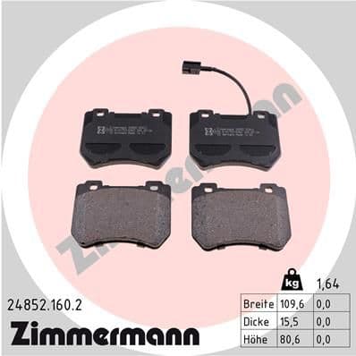 Bremžu uzliku kompl., Disku bremzes ZIMMERMANN 24852.160.2 1