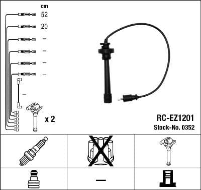 Augstsprieguma vadu komplekts NGK 0352 1