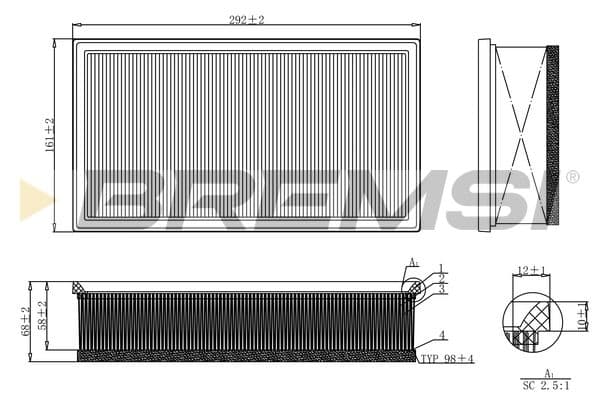 Gaisa filtrs BREMSI FA1214 1