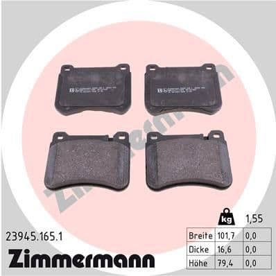Bremžu uzliku kompl., Disku bremzes ZIMMERMANN 23945.165.1 1
