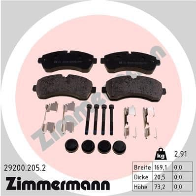 Bremžu uzliku kompl., Disku bremzes ZIMMERMANN 29200.205.2 1