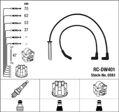 Augstsprieguma vadu komplekts NGK 0593 1