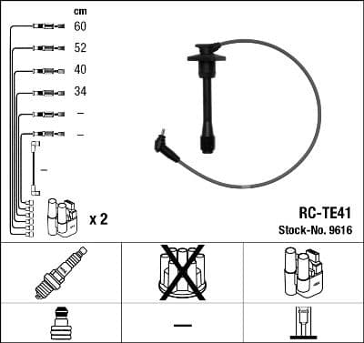 Augstsprieguma vadu komplekts NGK 9616 1