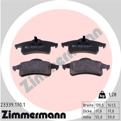 Bremžu uzliku kompl., Disku bremzes ZIMMERMANN 23339.170.1 1