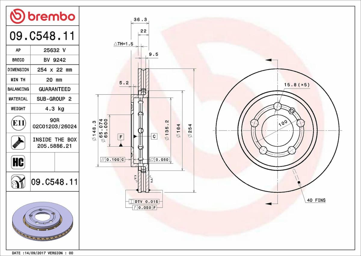 Bremžu diski BREMBO 09.C548.11 1