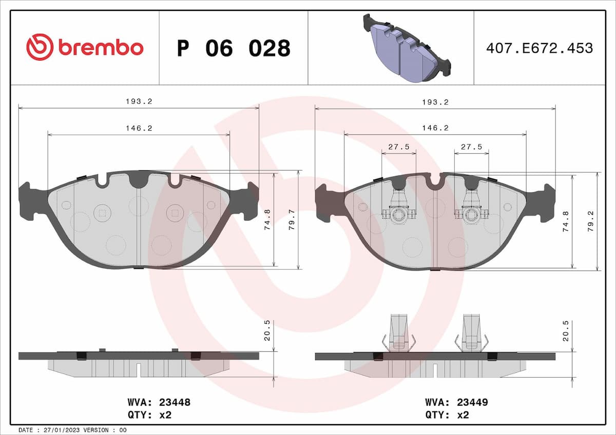 Bremžu uzliku kompl., Disku bremzes BREMBO P 06 028 1