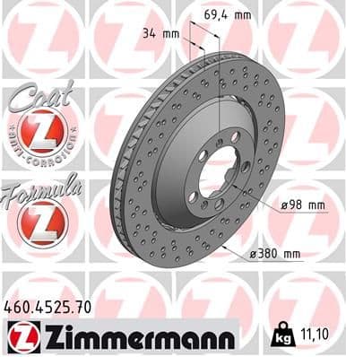 Bremžu diski ZIMMERMANN 460.4525.70 1