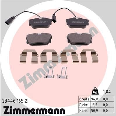 Bremžu uzliku kompl., Disku bremzes ZIMMERMANN 23446.165.2 1