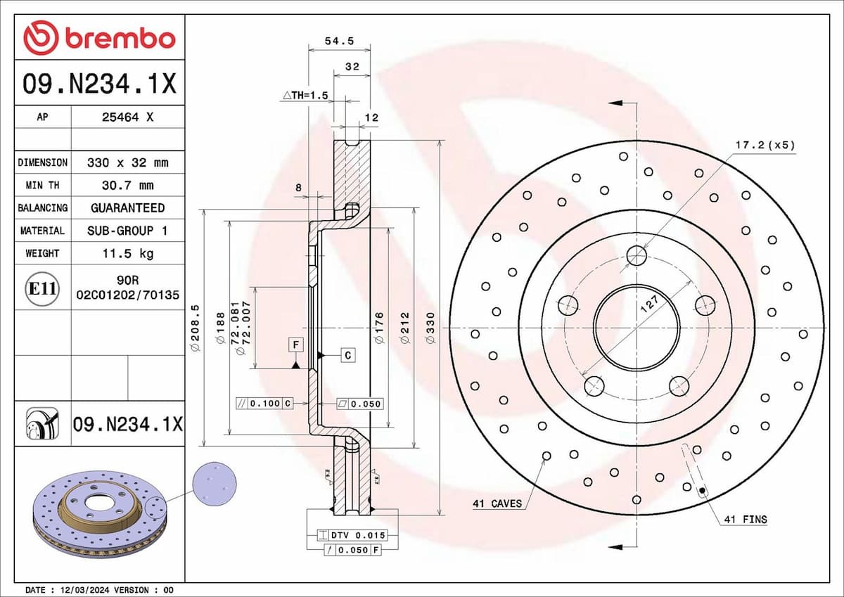 Bremžu diski BREMBO 09.N234.1X 1