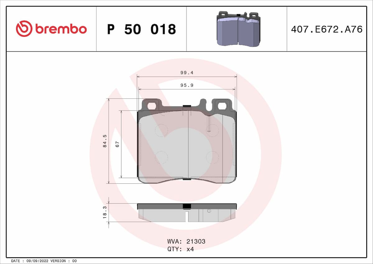 Bremžu uzliku kompl., Disku bremzes BREMBO P 50 018 1