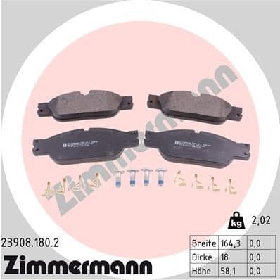 Bremžu uzliku kompl., Disku bremzes ZIMMERMANN 23908.180.2 1
