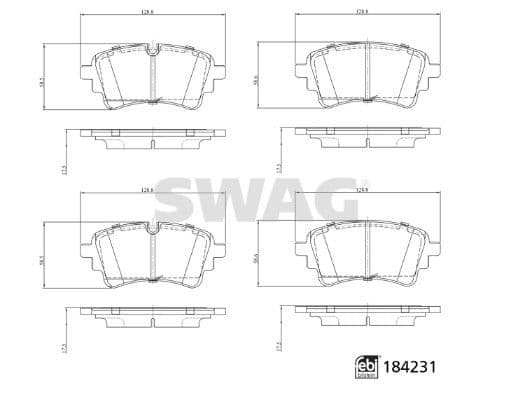 Bremžu uzliku kompl., Disku bremzes SWAG 33 10 9321 1