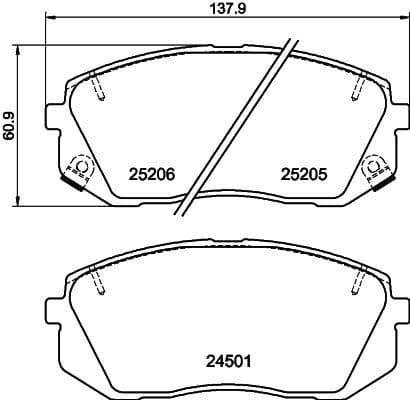 Bremžu uzliku kompl., Disku bremzes HELLA 8DB 355 025-981 1