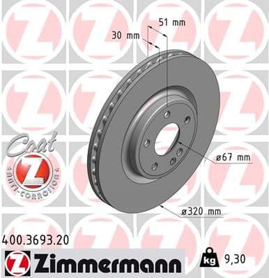 Bremžu diski ZIMMERMANN 400.3693.20 1
