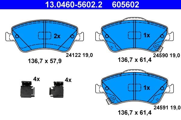 Bremžu uzliku kompl., Disku bremzes ATE 13.0460-5602.2 1