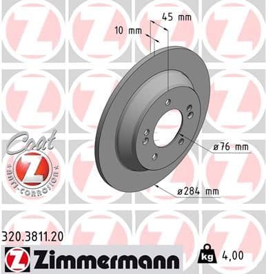 Bremžu diski ZIMMERMANN 320.3811.20 1