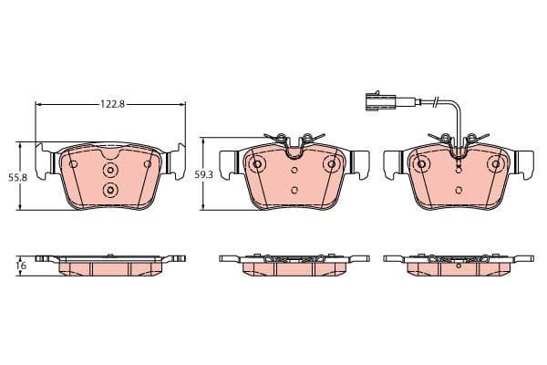Bremžu uzliku kompl., Disku bremzes TRW GDB2364 1