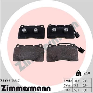 Bremžu uzliku kompl., Disku bremzes ZIMMERMANN 23756.155.2 1