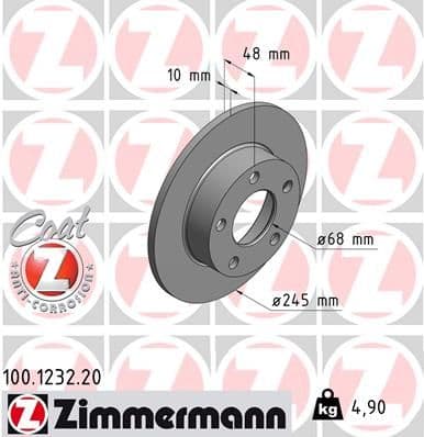 Bremžu diski ZIMMERMANN 100.1232.20 1