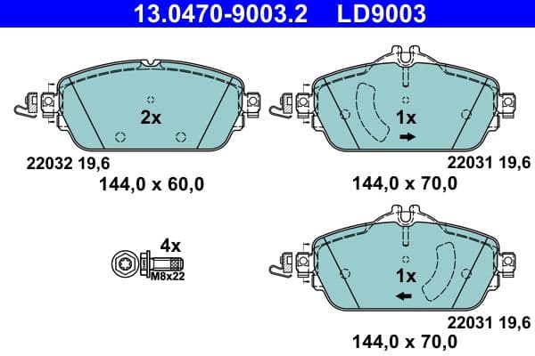 Bremžu uzliku kompl., Disku bremzes ATE 13.0470-9003.2 1