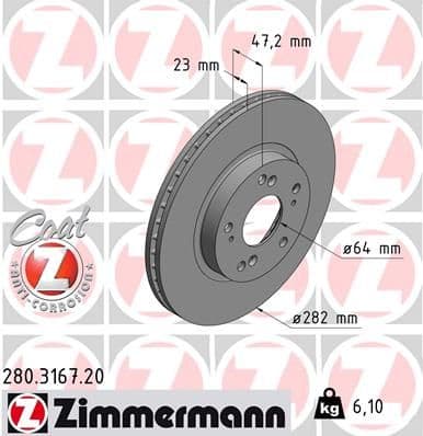 Bremžu diski ZIMMERMANN 280.3167.20 1