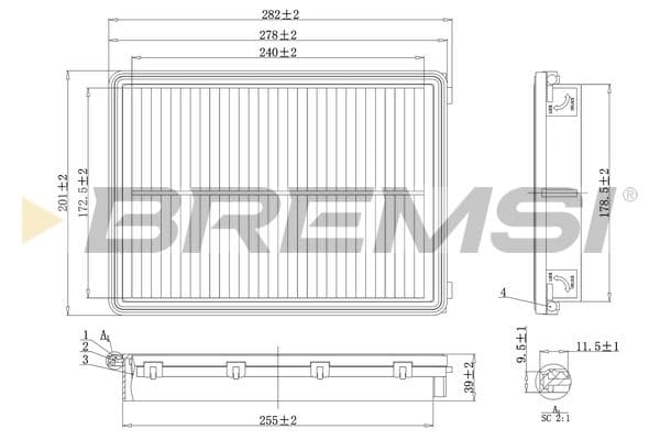Gaisa filtrs BREMSI FA1589 1