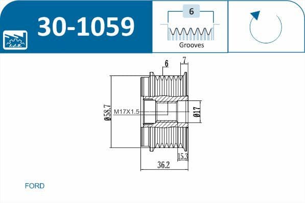 Ģeneratora brīvgaitas mehānisms IJS GROUP 30-1059 1