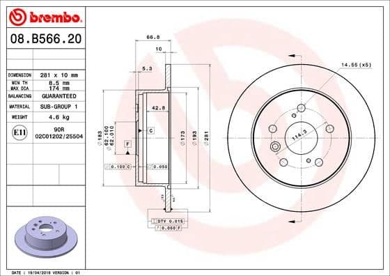 Bremžu diski BREMBO 08.B566.21 1