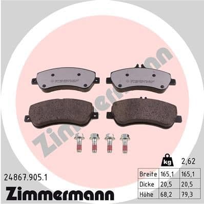 Bremžu uzliku kompl., Disku bremzes ZIMMERMANN 24867.905.1 1