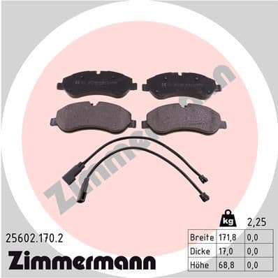 Bremžu uzliku kompl., Disku bremzes ZIMMERMANN 25602.170.2 1