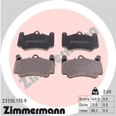 Bremžu uzliku kompl., Disku bremzes ZIMMERMANN 23330.170.9 1